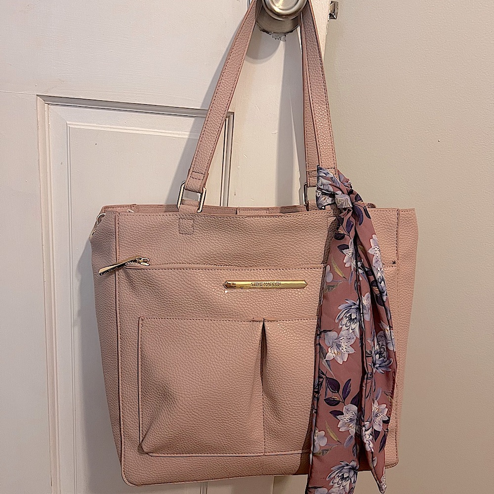 NWT Steve Madden Blush Tote Handbag (includes insert, scarf, & longer handle)